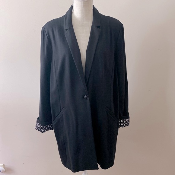 🌹Chicos women’s Rayon blend long single button blazer/jacket roll top sleeve 3 - Picture 1 of 17